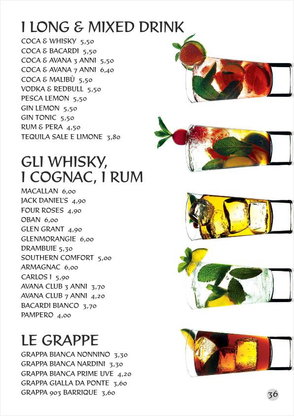 Re Artù menu web Aperitivi Liquori Cocktails